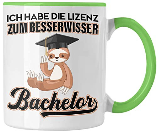 Trendation - Bachelor Geschenk Abschluss Tasse Spruch Master Abitur Abi Graduation Bestanden Prüfung Lizenz zum Besserwisser (Grün)