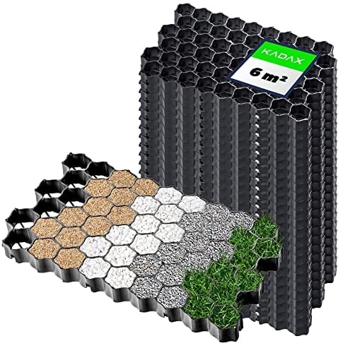 Pannelli Kadax Paddock realizzati in plastica, 60x40 cm, 6 m˛, 2 colori, capacitŕ di carico fino a 1000 T, prati, pannelli della griglia prato (nero, rettangolare, 24 pezzi)