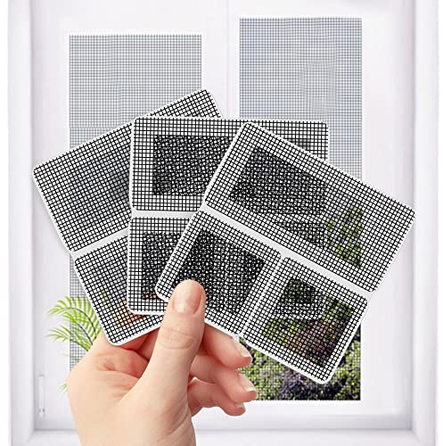 EMAGEREN 6Pcs Window Screen Patch Glass Fiber Self-Adhesive Window Mosquito Net Patches Door Window Screen Repair Window Screen Repair Stickers Window Screen Mesh Repair Kit for Window and Door Screen