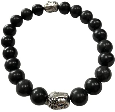VIE Buddha-Armband, schwarzer Achat, 1 Stück