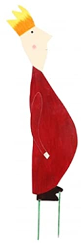 stimmungsvoller Gartenstecker Blumenstecker Dekofigur König als Flache Silhouette mit großer Krone aus Metall beidseitig farbig bemalt in verschiedenen Größen (rot klein)