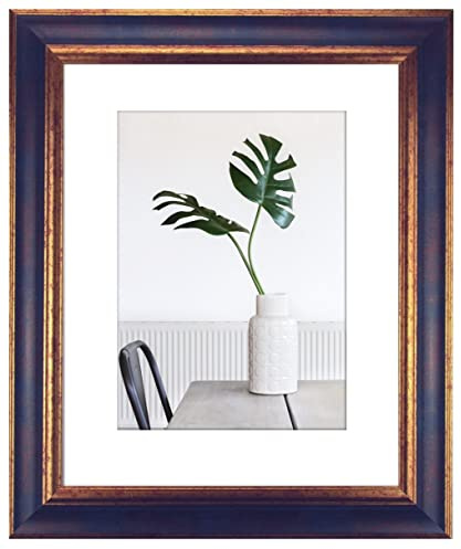 myposterframe Bilderrahmen Echtholz 70 x 100 cm Dysnomia – Edler Barockrahmen für Bilder, Photos & Gemälde – Hoch- & Querformat möglich – Blau Gold