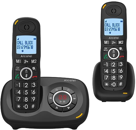 Alcatel XL595 Voice Duo schnurloses Großtastentelefon mit Zwei Mobilteilen und Anrufbeantworter extra großes Festnetztelefon für zuhause mit Anrufschutz