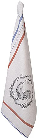 Clayre & Eef Geschirrtuch 50x70 cm Beige Baumwolle Hahn Küchentuch