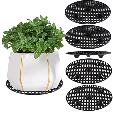 Gcroet 6Pcs Plant Level Pot Elevator, Heavy Duty Plant Stand, Black Round Plant Flower Pot Holder Plastic Plant Risers,Plant Level Pot Elevator Round Plant Flower Pot Stand Heavy Duty Plant Holder