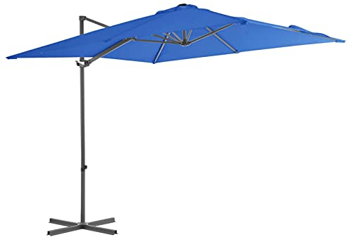 Chusui Sombrilla voladiza con poste, Parasol Terraza, Sombrilla Terraza Exterior, Parasol Exterior, Sombrilla Playa, Sombrilla De Jardín, de acero azul celeste 250x250 cm