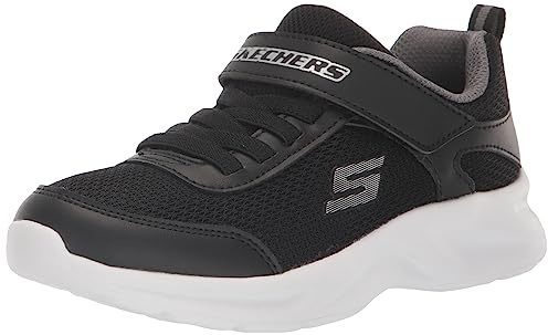 Skechers Unisex Kids Boys Trainers, Black Textile Synthetic Charcoal Trim, 2 UK
