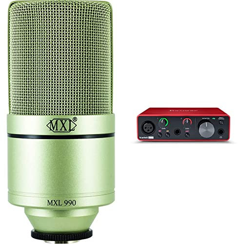 MXL 990 Condenser Microphone & Focusrite Scarlett Solo 3rd Gen USB Audio Interface, for the Guitarist, Vocalist, Podcaster or Producer, Studio Quality Sound, Red