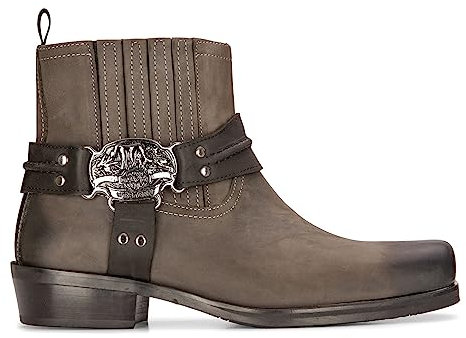 TruClothing.com Stivali da cowboy occidentali vintage punta quadrata paese vera pelle equitazione motociclista, Nero , 41 EU