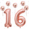 Große Zahl Ballon 16, XXl Helium Folienballon Mädchen Geburtstagsdeko, 40 Zoll Rosegold Zahlen Luftballon 16 mit Konfetti Luftballon für Frauen 61. Geburtstag Party Deko 16 Jubiläum Party Dekoration