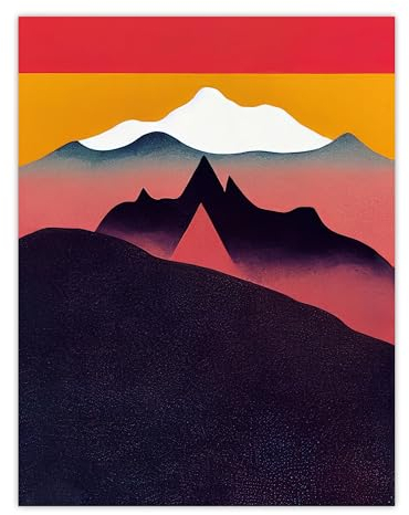 Wee Blue Coo Wild Scottish Mountains Minimalist Artwork Scotland Munro Landscape Mountain Peeks Over Fog Large Wall Art Poster Print Thick Paper 18X24 Inch
