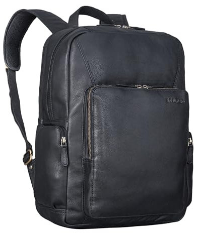 STILORD 'Werner' Moderner Leder-Rucksack mit vielen Fächern | Business-Rucksack mit Laptop-Fach 15-17 Zoll Groß | Echt-Leder Tagesrucksack für Damen und Herren, Farbe:schwarz