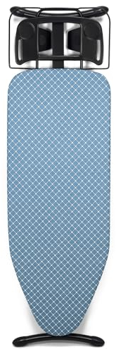 Duwee Asse da stiro extra larga deluxe con poggia ferro da stiro, copertura resistente al calore e feltrino spesso, gambe robuste e pesanti, 117 x 43 cm, Motivo scozzese blu