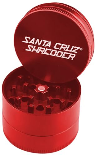 Santa Cruz Shredder Metal Herb Grinder Knurled Top for Stronger Grip 3-Piece Medium 2.2 (Red)