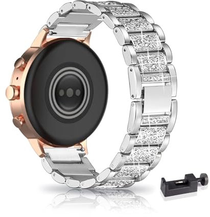 LXURY Bling Metall Armbänder kompatibel mit Fossil Riley Quartz Armband, 18MM Funkelnd Diamant Metall Ersatz Armband (Silber)