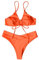 Generisch Damen Bikini, Badeanzug Mit Dünnen Trägern Und Hoher Taille, Vierteiliges Set Für Uni-Farbe Bikini Bandeau Bikini Set Push Up Curvy Bademode Meerjungfrauenflosse Mädchen Stroj (S, Orange)