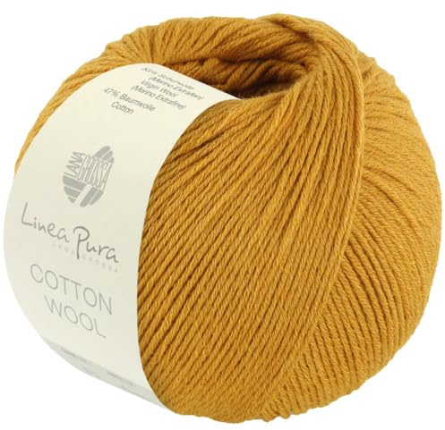 LANA GROSSA Cotton Wool | Klassisches Schurwollgarn mit Baumwolle | Handstrickgarn aus 53% Schurwolle (Merino extrafein) & 47% Baumwolle | 50g Wolle zum Stricken & Häkeln | 195m Garn FB 27
