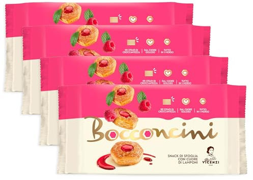 4X Matilde Vicenzi Bocconcini di Pasta Sfoglia con Cuore di Lampone 90g