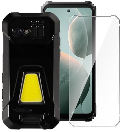 LYZXMY Coque pour Unihertz Tank Mini 1 (4.3) + 1 x Verre trempé écran Film Protecteur - Noir Souple Silicone Étui Protection Housse TPU Case Cover