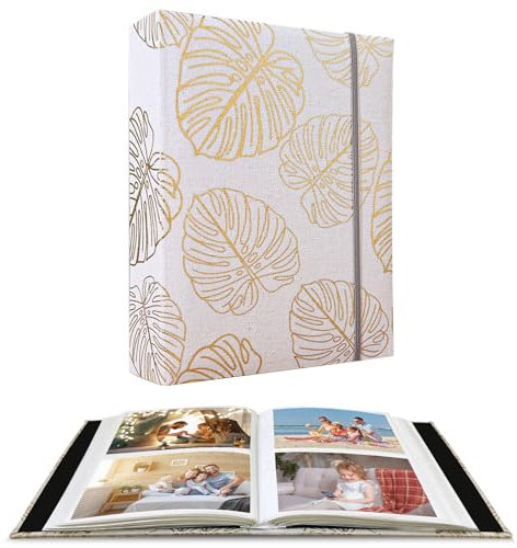 6 Zoll 200 Taschen Kinder Familienfotoalbum Japanisches gebundenes Album Leinen Fotos Alben (gelb)