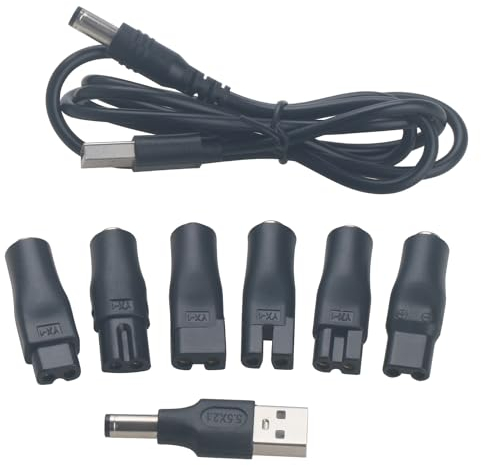 GAOHOU 8Pcs Shaver Charging Power Adapter Beard Trimmer 5V USB Charger Cable Cord Adapter Compatible with Philips Whal Kemei Babybliss Hair Clippers Shavers Purifiers