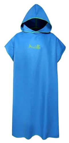 YLCYDLYU Damen-Saunarock Strandbademantel Erwachsener Surf Cape Mikrofaser Wearable Beach Handtuch Schwimmen Kapuze Absorption Bademantel-Blau