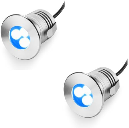 QICBYING Foco para Piscina - Luz LED Subacuática, Mini Luces LED Subacuáticas para Piscinas De 3W, 12V-24V CC, IP68, Luz Subacuática Impermeable, para Fuentes Y Piscinas Enterradas(Blue,2PCS)