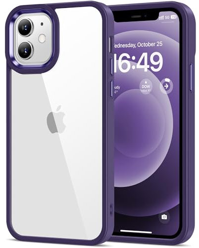 HOOMIL Cover per iPhone 12/iPhone 12 Pro 6,1 Pollici, Custodia Anti-Ingiallimento, Antiurto e Anti-Graffi, Retro Rigida Trasparente - Viola