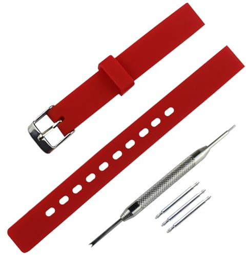 FACLE 12mm Silicone Watch Strap Pin buckle Accessories Outdoor Sports waterproof rubber watch band with men's and women's wristbands bracelet