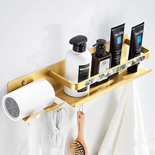 Porte-Serviettes pour Salle Kit d'accessoires de salle de bain Kit d'accessoires de salle de bain de luxe léger, brosse de toilette, support de sèche-cheveux en cuivre, support de pantoufles, support