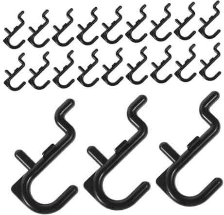 SOLUSTRE 60pcs Plastic Pegboard Hooks j Shaped Peg Hooks Pegboard Accessories for Garage Tool Storage Organizer Separate Utility