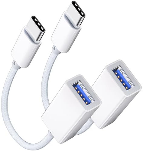 USB C to USB 3.0 Adapter [2 Pack], USB C Male to USB Female OTG Cable Thunderbolt3 to USB Adapter Compatible with MacBook Pro/Air, iPhone 17 Pro Max/17 Plus/17/16/15, Galaxy S24/S23/S22/S21