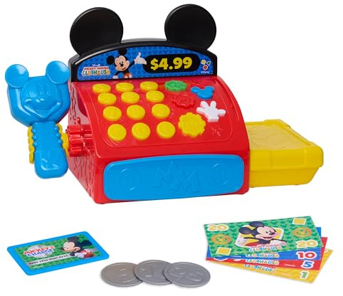 Disney Jr. Mickey Mouse Clubhouse Cash Register with Sounds, Phrases, and Pretend Play Money, 10-Pieces, Develops Early Math Skills, Toy for Fans, Boys, Kids, Ages 3 and Up by Just Play