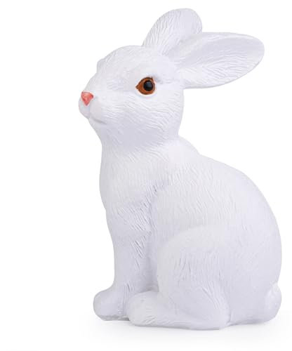 XIANNVXI Hase Osterdeko Weiss Polyresin Deko Kaninchen Ostern Deko Osterhase Figuren Hase Ornamente Kawaii Geburtstag Geschenk 11cm