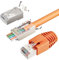 FGB Lot de 10 connecteurs RJ45 CAT 7 CAT 6A 10 Gbps - Connecteurs réseau - Pass-Through et blindés - Plaqué or 50 μ - Fiche LAN pour câble de pose AWG23 POE