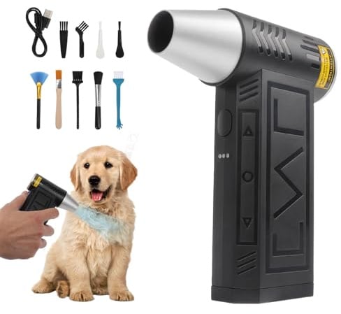 Elektrische Staubgebläse Druckluftspray, 100000 U/min 3-Gang Compressed Air Duster, PC Reinigungsset USB Wiederaufladbar mit 4000mAh x 2 Akku für Laptop, Tastatur, Auto, Sofa, Bürogeräte