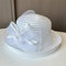 AAIXXIZAO Chapeau Paille Femmes Charmant Chapeau De Soleil pour Les Femmes Élégant Arc Fête Mariage Église Chapeau Large Bord Anti-UV Plage Casquette Blanc