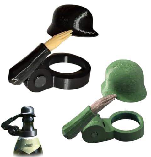 Bierflaschenhelm mit Soldatengruß, Bierflaschen Helm Flaschenverschluss,Wiederverwendbar & Staubdicht Bierflaschenverschluss,Flaschenverschluss Bierflaschen für Party Bar Veteranen Enthusiasten (2PCS)