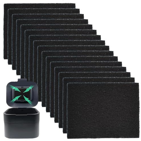 16 PCS Rectangle Compost Bin Filters, Activated Carbon Filter, Carbon Odour Filter Ideal for Kitchen Bins Odor Elimination Air Freshening