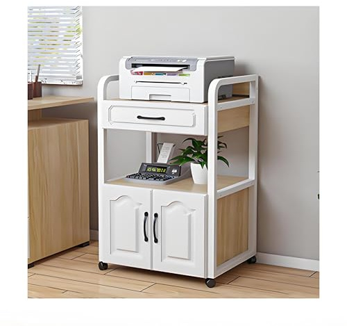 Hifi rack AV-Medienständer, modernes Audio-Video-Regal, offenes Stereo-Rack, Lagerschrank, Eckregal mit Schublade und Rollen für Aufnahmeraum, Büro, Theater und Zuhause(Light Walnut,89cm/35in)