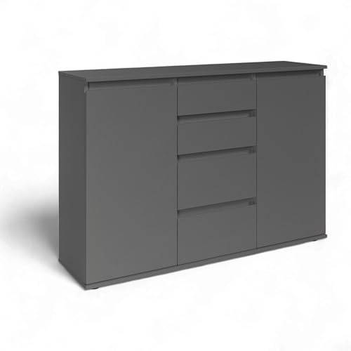 Brest Kommode in Anthrazit - Modernes Sideboard mit viel Stauraum - 119 x 84 x 35 cm (B/H/T)