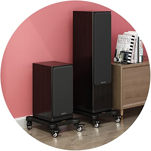 A Pair Audio Amp Stand Floor Speaker Mounts With 360° Wheel Bookshelf Subwoofer Platform For Surround Sound Home Theater (Color : Black, Size : 53x48cm) (D)