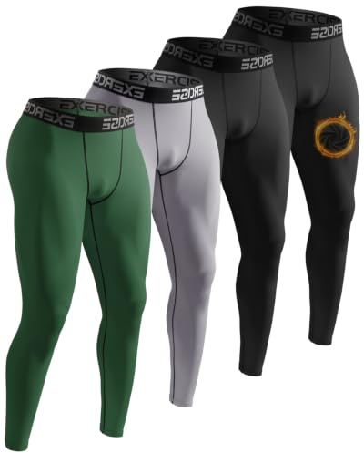 ATTIQOZI 4 Pack Thermounterhose Herren Lang Unterhosen Männer Thermounterwäsche Warm Innenfleece Skiunterwäsche Winter Leggings Unterziehhose Herren Fußball