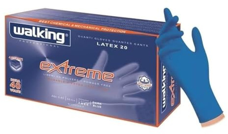 Generico eccezzionali Guanti in Lattice della WALKING EXTREME BLU Riusabili - VARIE TAGLIE E PEZZATURE - 20.5 g per guanto - alta resistenza a tutto (50 PEZZI, M)
