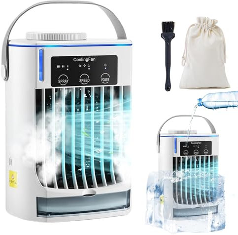 Tundra Freeze Portable AC - TundraFreeze, Tundra Freeze Air Conditioner, 4-in-1 Evaporative Air Cooler with 3 Fan Speeds, 3 Mist Modes, 2-8h Timer & 7 Colors Light, for Home Room Office (1PCS)