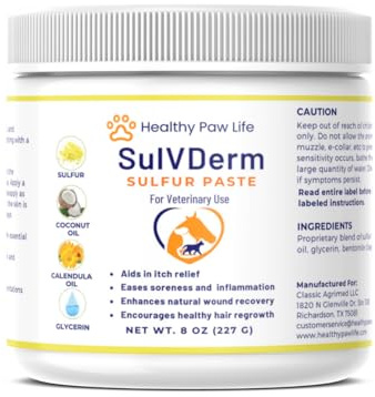 SulVDerm – 40% Sulfur Skin Support Paste for Dogs, Cats, Horses | Calendula-Infused Soothing Formula with Coconut Oil & Glycerin | Helps Comfort Irritated Skin, Hydrate & Promote Healthy Coat
