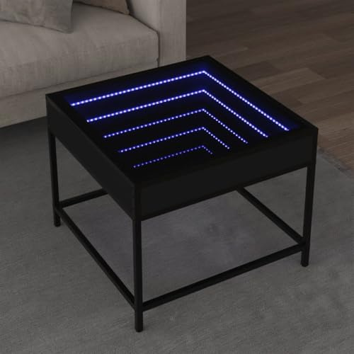 WEMYUFURN LED Infinity Spiegel Couchtisch mit RGB Beleuchtung, Beistelltisch Kaffeetisch für Wohnzimmer Schlafzimmer