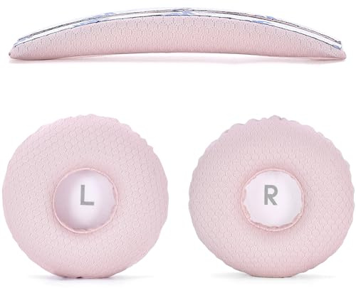 Defean Kit de almohadillas de repuesto 2 en 1 de tela de malla + diadema compatible con auriculares JBL Tune 600(T600BTNC 600BTNC)/660(T660NC 660NC)/670(T670NC 670NC) (rosa)
