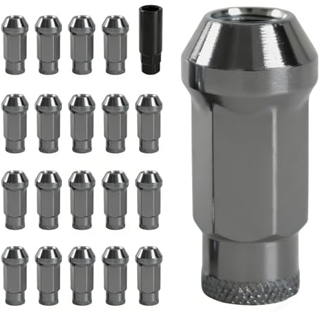 QBselecar Lug Nuts 20pcs Titanium Cold Forged Steel 12mm*1.25 Open End Extended Tuner Modified Compatible With Various Vehicle Models