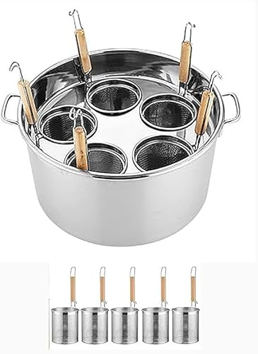 Set Professionale di Cuocipasta in Acciaio Inox con Divisorio E Scolapasta - Perfetto per Cuocere Pasta, Noodles E Verdure - Resistente E Facile da Pulire A 5 Holes